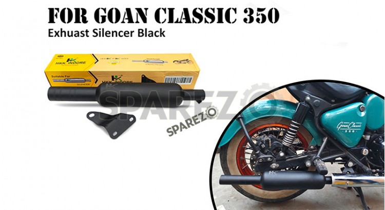 Fit For Royal Enfield Goan Classic 350 Empty Loud Silencer Black - SPAREZO